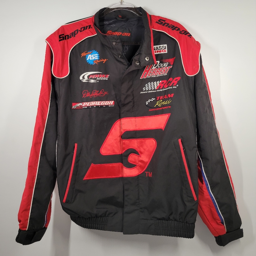 Snap On Tools Dale Earnhardt Racing Black Red Full Zip Patches Jacket Men Size M